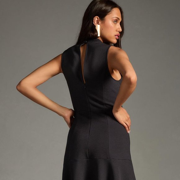 Brand New By Anthropologie Mock-Neck Lace-Inset Fit & Flare Dress - Picture 8 of 16